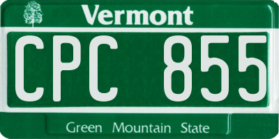 VT license plate CPC855