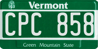 VT license plate CPC858