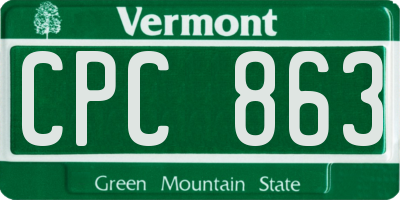 VT license plate CPC863
