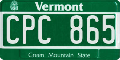 VT license plate CPC865