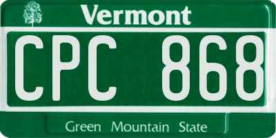 VT license plate CPC868