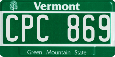 VT license plate CPC869