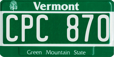 VT license plate CPC870