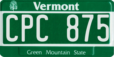 VT license plate CPC875