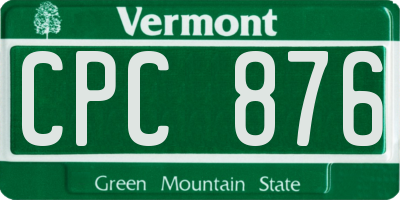VT license plate CPC876