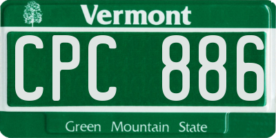 VT license plate CPC886