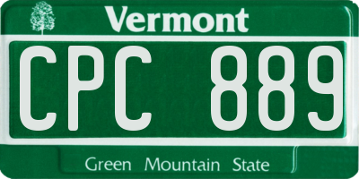 VT license plate CPC889