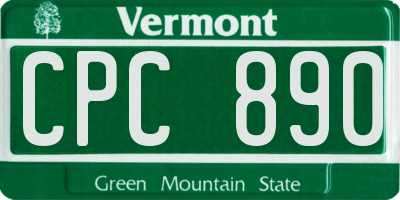 VT license plate CPC890
