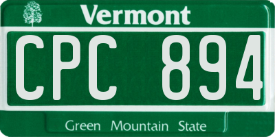 VT license plate CPC894
