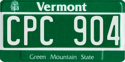VT license plate CPC904