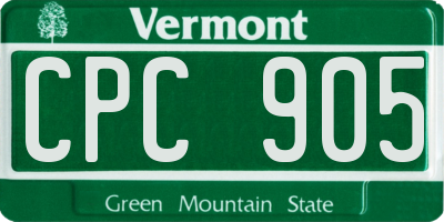 VT license plate CPC905