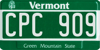 VT license plate CPC909