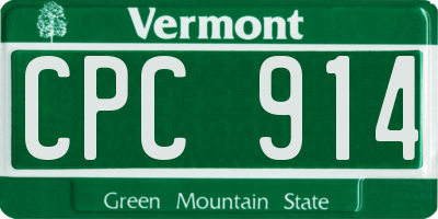 VT license plate CPC914