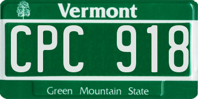 VT license plate CPC918