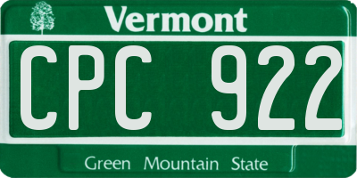 VT license plate CPC922