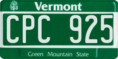 VT license plate CPC925