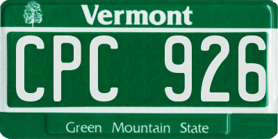 VT license plate CPC926