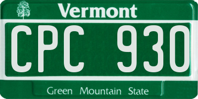 VT license plate CPC930