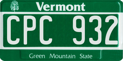 VT license plate CPC932