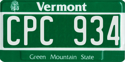 VT license plate CPC934