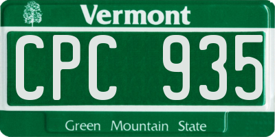 VT license plate CPC935