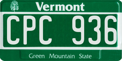 VT license plate CPC936
