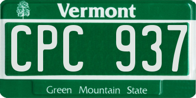 VT license plate CPC937