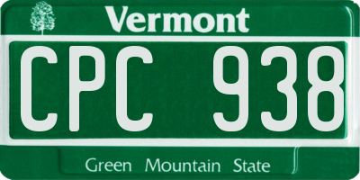 VT license plate CPC938