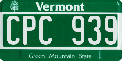 VT license plate CPC939
