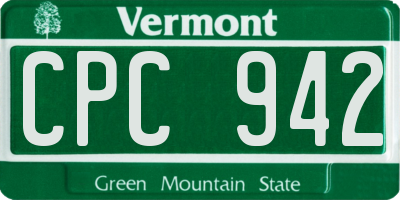 VT license plate CPC942