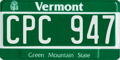 VT license plate CPC947