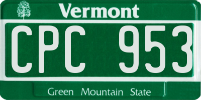 VT license plate CPC953