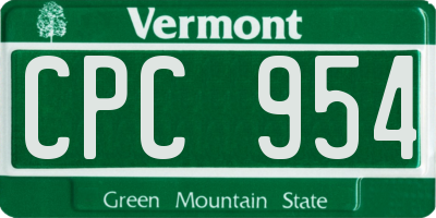 VT license plate CPC954
