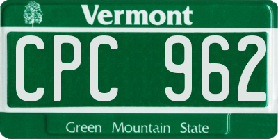 VT license plate CPC962