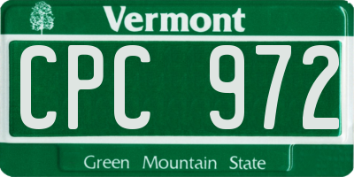 VT license plate CPC972