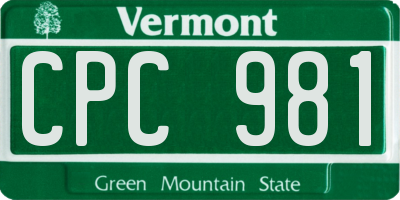 VT license plate CPC981