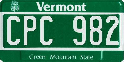 VT license plate CPC982