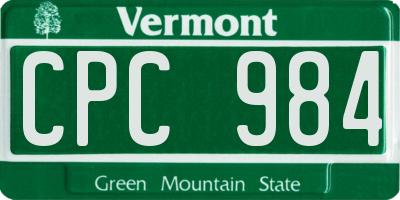 VT license plate CPC984