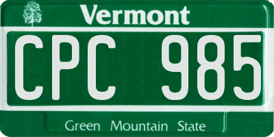VT license plate CPC985