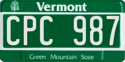VT license plate CPC987