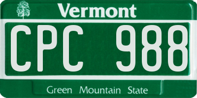 VT license plate CPC988