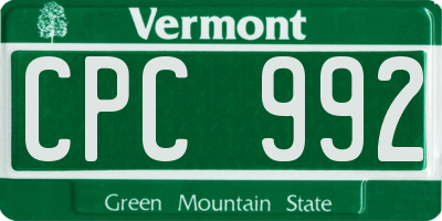 VT license plate CPC992