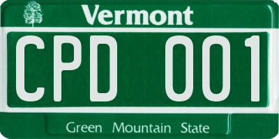 VT license plate CPD001