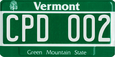 VT license plate CPD002
