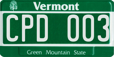 VT license plate CPD003