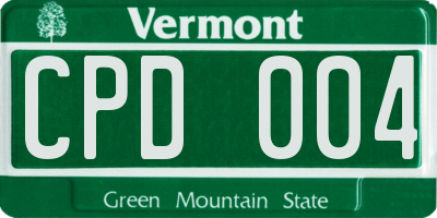 VT license plate CPD004