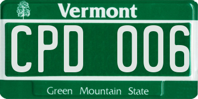 VT license plate CPD006