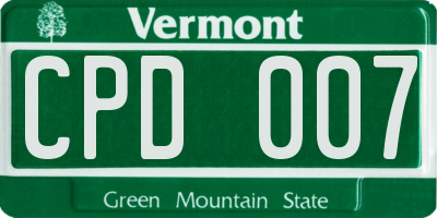 VT license plate CPD007