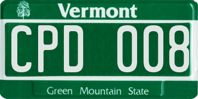 VT license plate CPD008