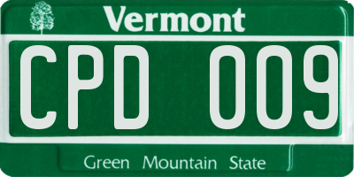 VT license plate CPD009